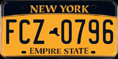 NY license plate FCZ0796