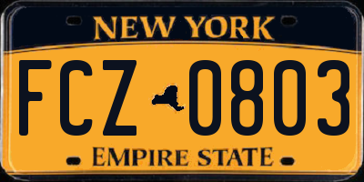 NY license plate FCZ0803