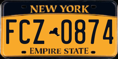 NY license plate FCZ0874