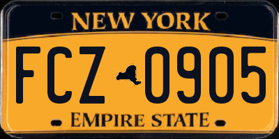 NY license plate FCZ0905