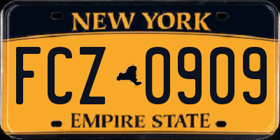 NY license plate FCZ0909