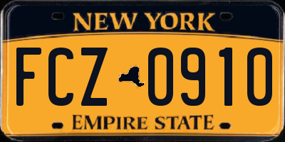 NY license plate FCZ0910