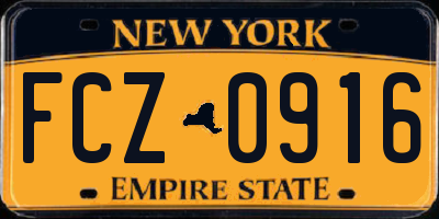 NY license plate FCZ0916