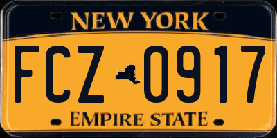 NY license plate FCZ0917