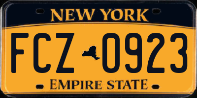 NY license plate FCZ0923