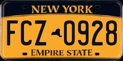 NY license plate FCZ0928