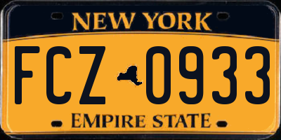 NY license plate FCZ0933