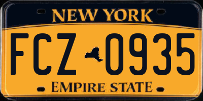 NY license plate FCZ0935