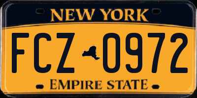 NY license plate FCZ0972