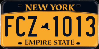 NY license plate FCZ1013