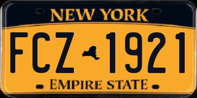 NY license plate FCZ1921