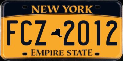 NY license plate FCZ2012