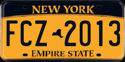 NY license plate FCZ2013