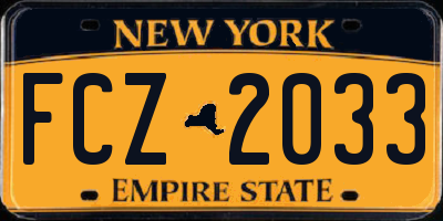 NY license plate FCZ2033