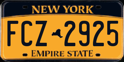 NY license plate FCZ2925