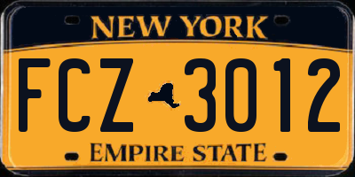 NY license plate FCZ3012