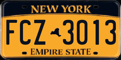 NY license plate FCZ3013