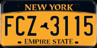 NY license plate FCZ3115