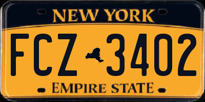 NY license plate FCZ3402