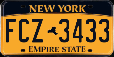 NY license plate FCZ3433
