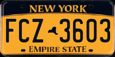 NY license plate FCZ3603