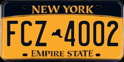 NY license plate FCZ4002