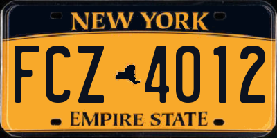 NY license plate FCZ4012