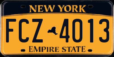 NY license plate FCZ4013