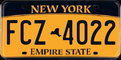 NY license plate FCZ4022