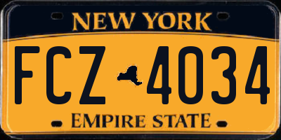 NY license plate FCZ4034