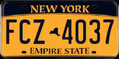 NY license plate FCZ4037