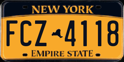NY license plate FCZ4118