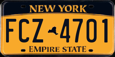 NY license plate FCZ4701