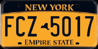NY license plate FCZ5017