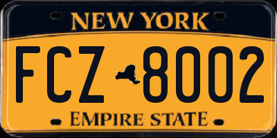 NY license plate FCZ8002