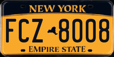 NY license plate FCZ8008