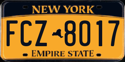 NY license plate FCZ8017