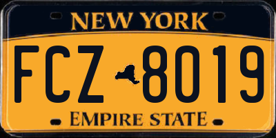 NY license plate FCZ8019