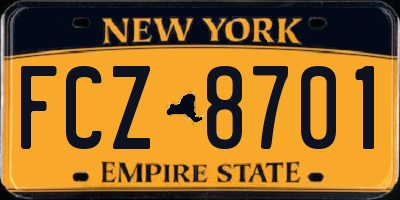 NY license plate FCZ8701