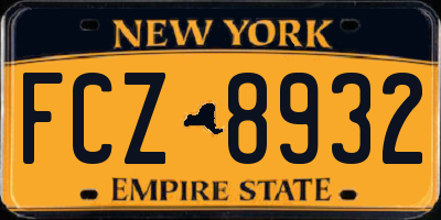 NY license plate FCZ8932
