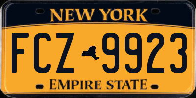 NY license plate FCZ9923