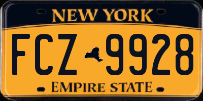 NY license plate FCZ9928