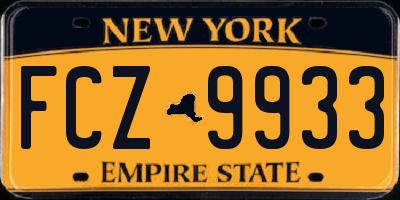 NY license plate FCZ9933
