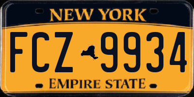 NY license plate FCZ9934