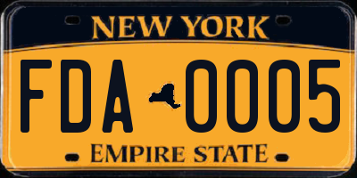 NY license plate FDA0005