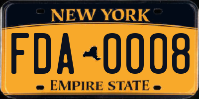 NY license plate FDA0008