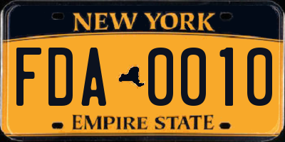 NY license plate FDA0010