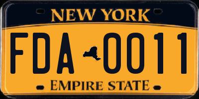 NY license plate FDA0011