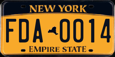 NY license plate FDA0014