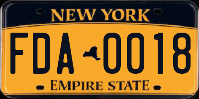 NY license plate FDA0018
